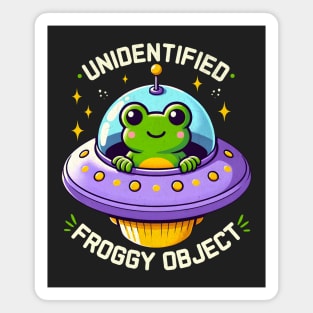 Froggy Object Cute Frog Flying A Saucer Magnet